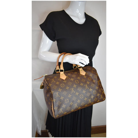 LOUIS VUITTON Speedy 30 Monogram Canvas Shoulder Bag Brown