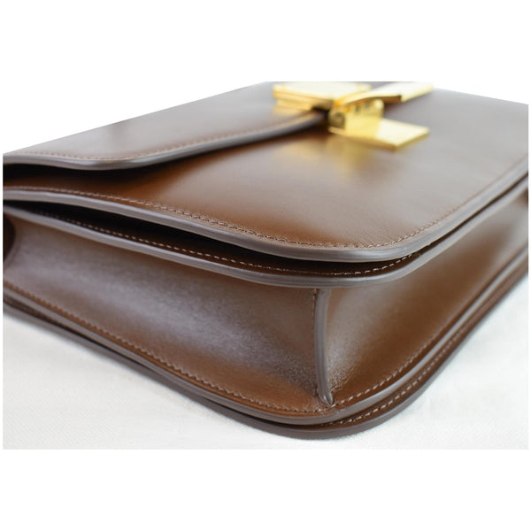 CELINE Medium Classic Box Calfskin Flap Crossbody Bag Brown