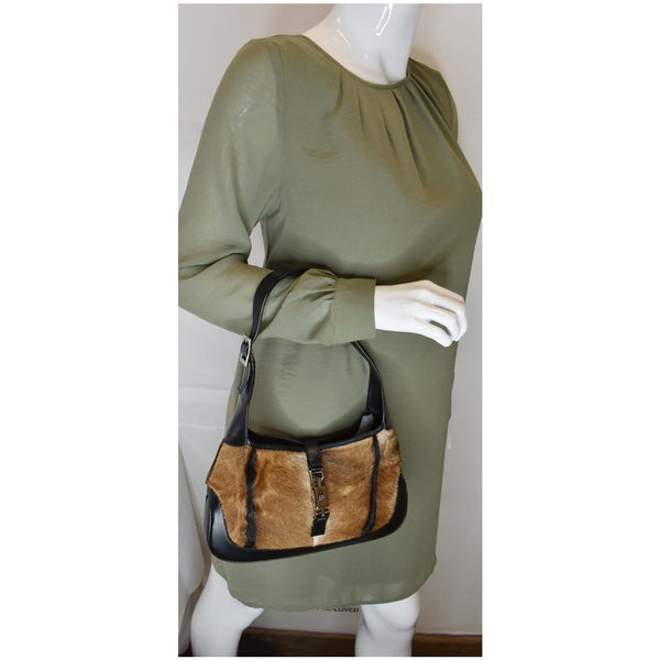 Gucci Jackie O Pony Hair Leather Hobo Shoulder Bag - elbow handbag