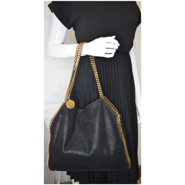 STELLA MCCARTNEY Falabella Leather Chain Shoulder Bag Black
