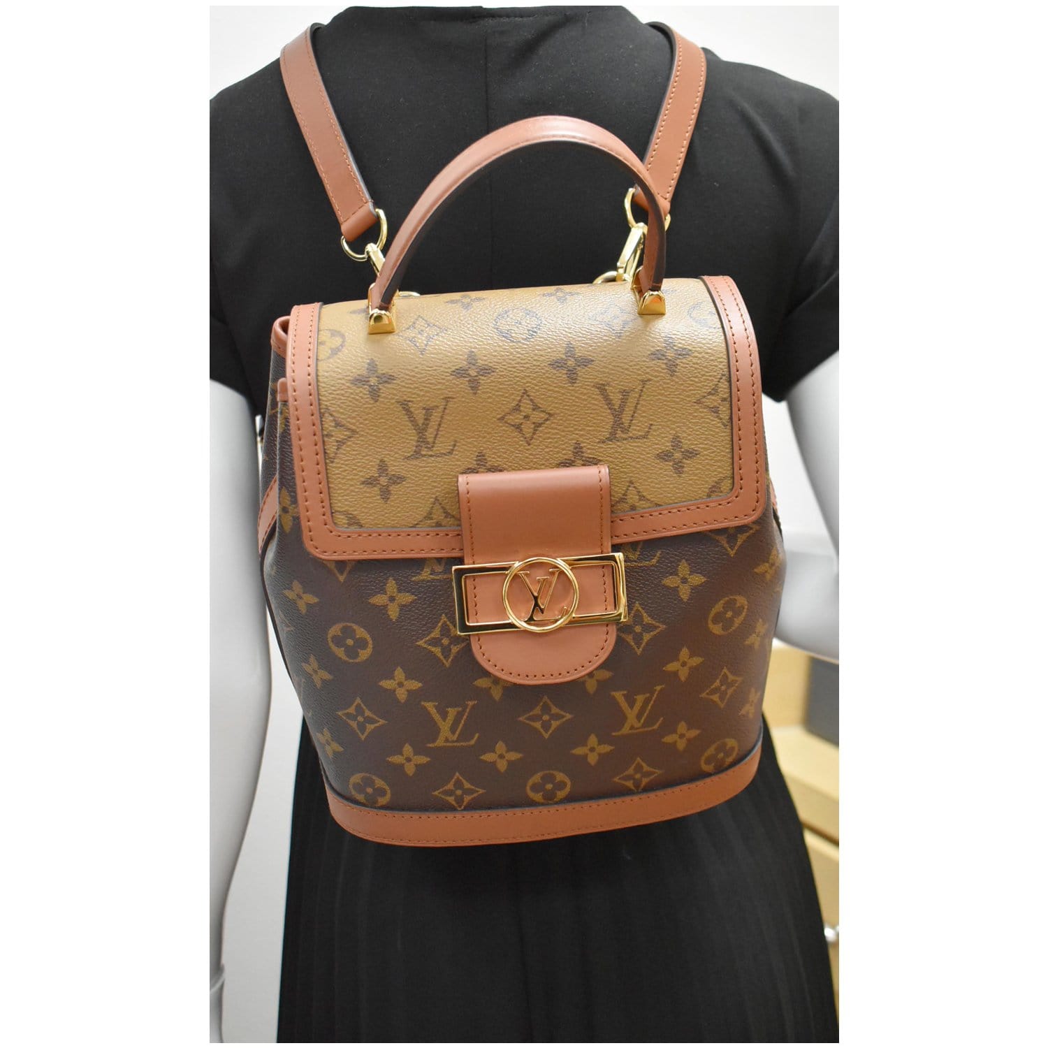 dauphine backpack louis vuitton LOUIS VUITTON Dauphine PM Monogram Reverse Canvas Backpack Brown