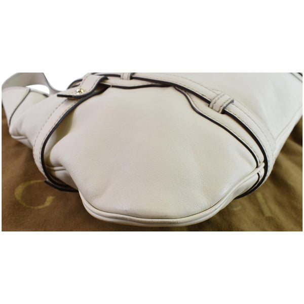 GUCCI 85th Anniversary Horsebit Leather Hobo Bag White 163804