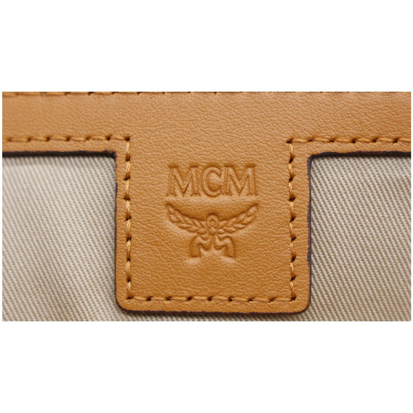 MCM Stark Medium Visetos Monogram Canvas Backpack Bag Cognac Red