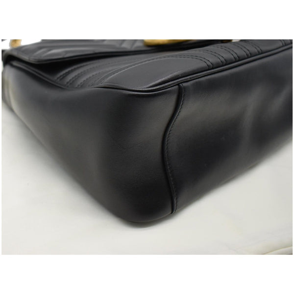 GUCCI GG Marmont Medium Matelasse Leather Top Handle Shoulder Bag Black 498109
