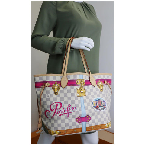 Louis Vuitton Neverfull MM Summer Trunk Damier Azur Handbag