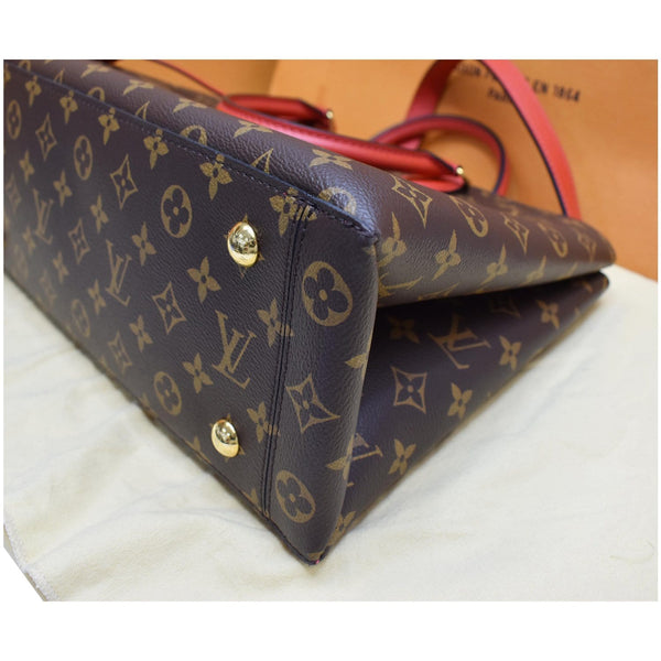LOUIS VUITTON  Flower Monogram Canvas Tote Shoulder Bag Brown/Red