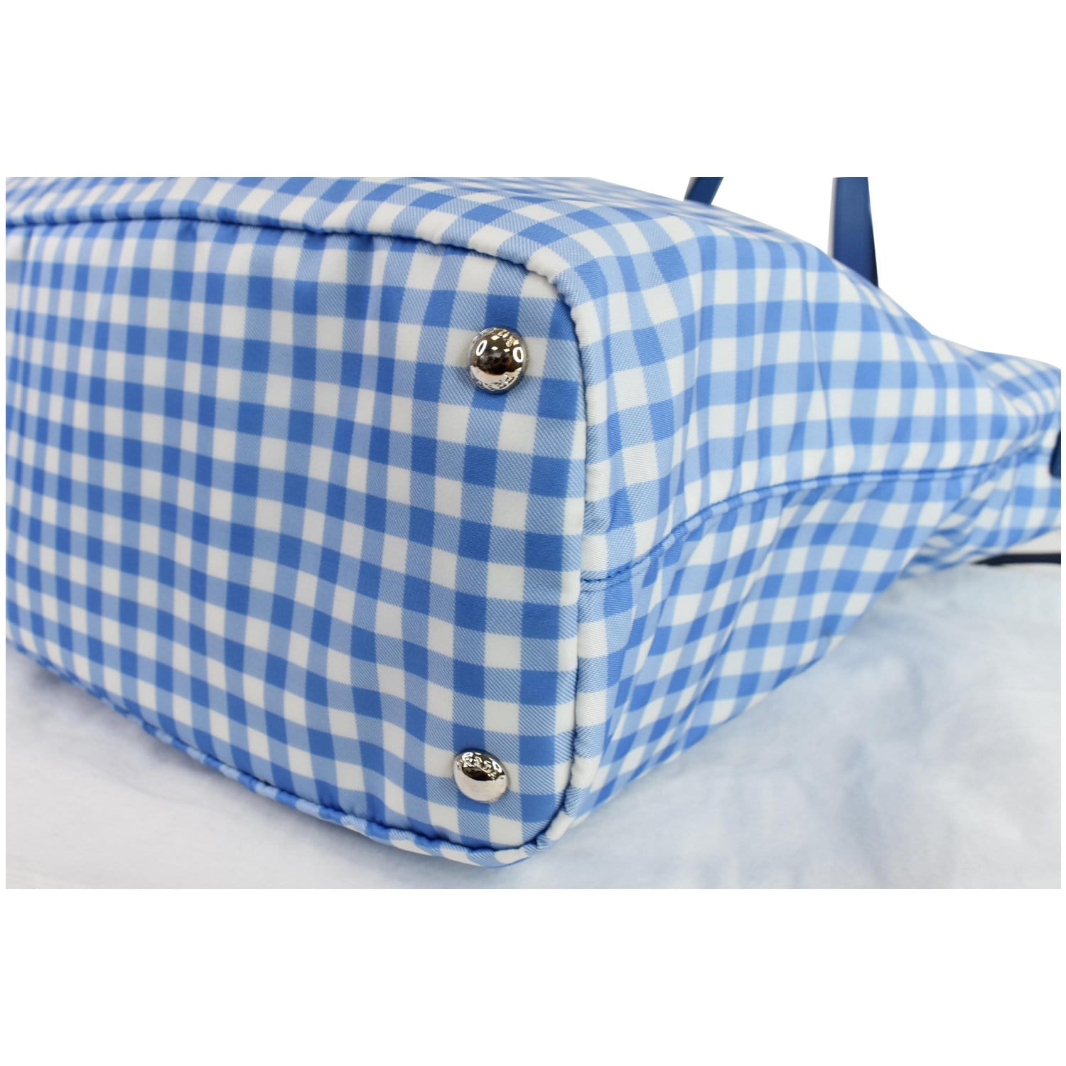Prada Blue Plaid Nylon Tote Bag