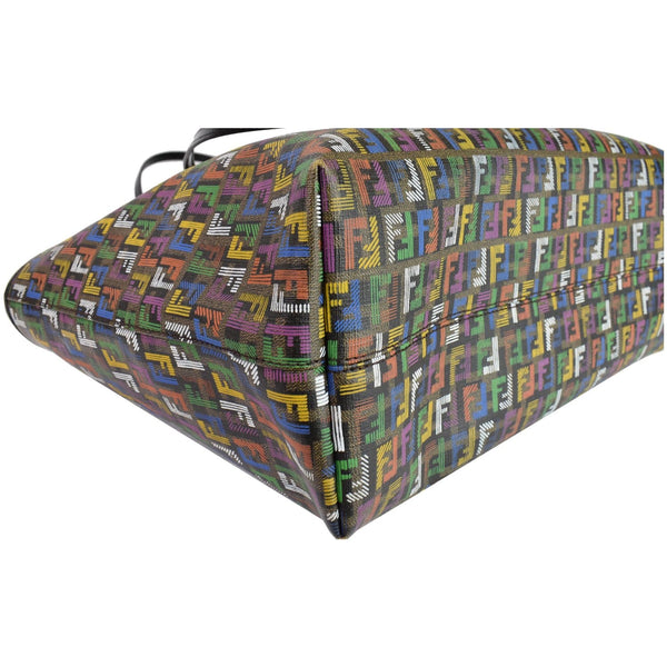 FENDI Zucca Print Roll Canvas Shoulder Tote Bag Multicolor