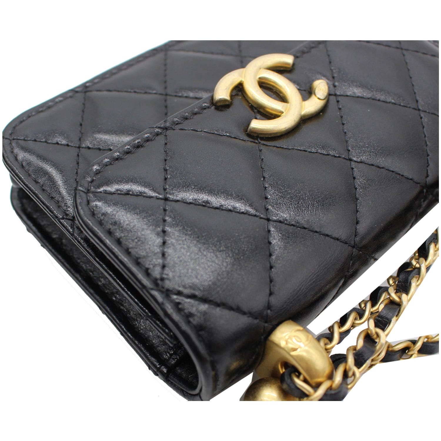 Chanel 21A Black Mini Flap Coin Purse With Chain Handle Shoulder Crossbody  Bag
