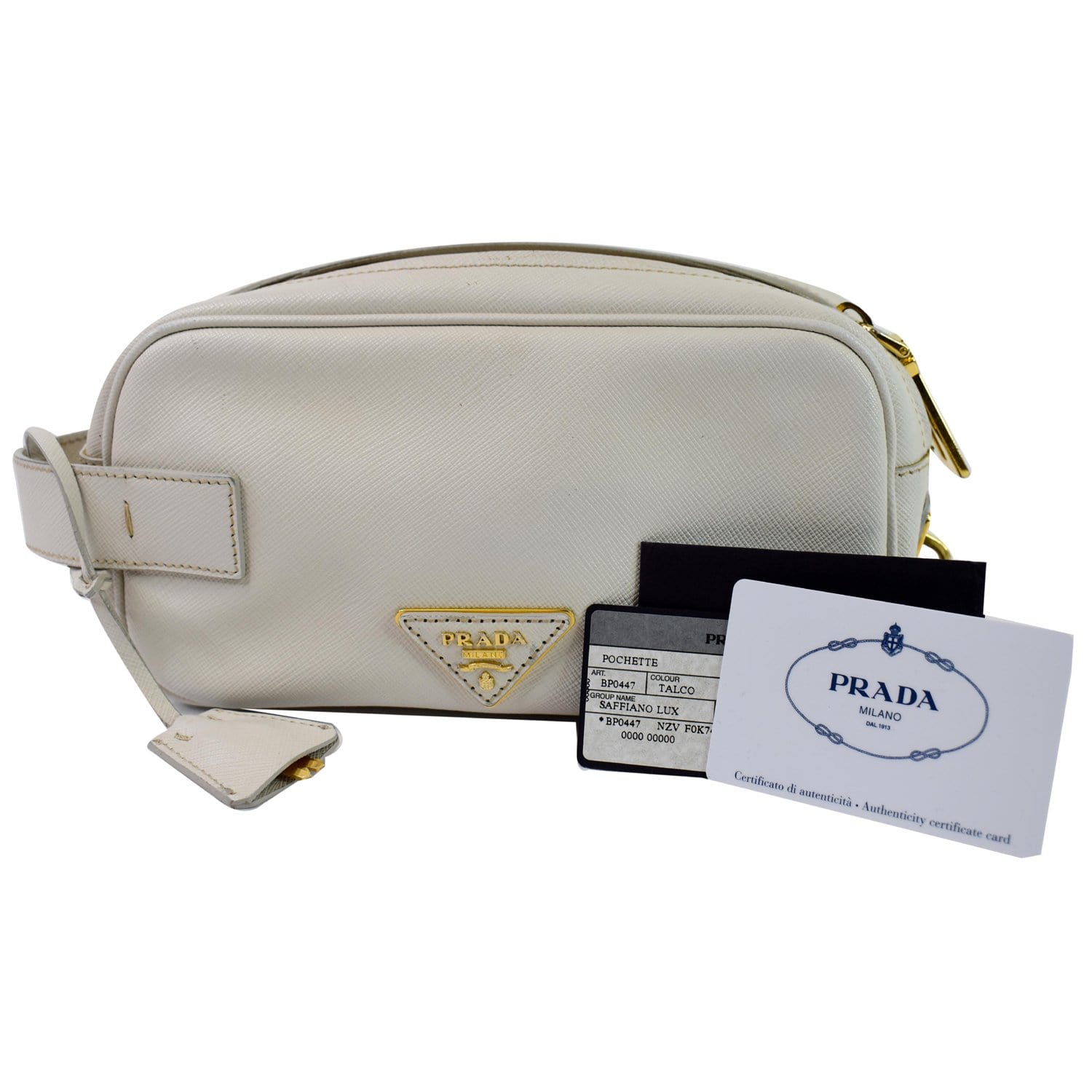 PRADA Saffiano Flap Shoulder Bag Talco 783116