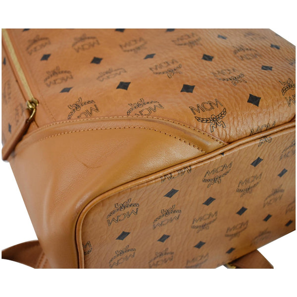 MCM Duke Visetos Medium Canvas Leather Backpack Bag Cognac