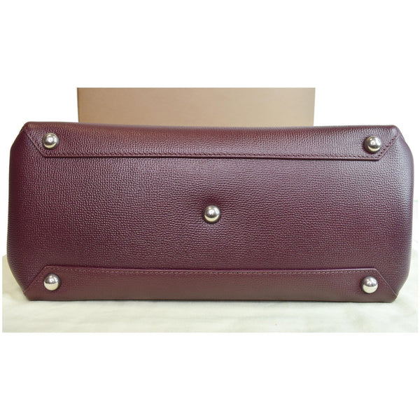 BURBERRY Medium Banner Derby Leather Tote Shoulder Bag Red