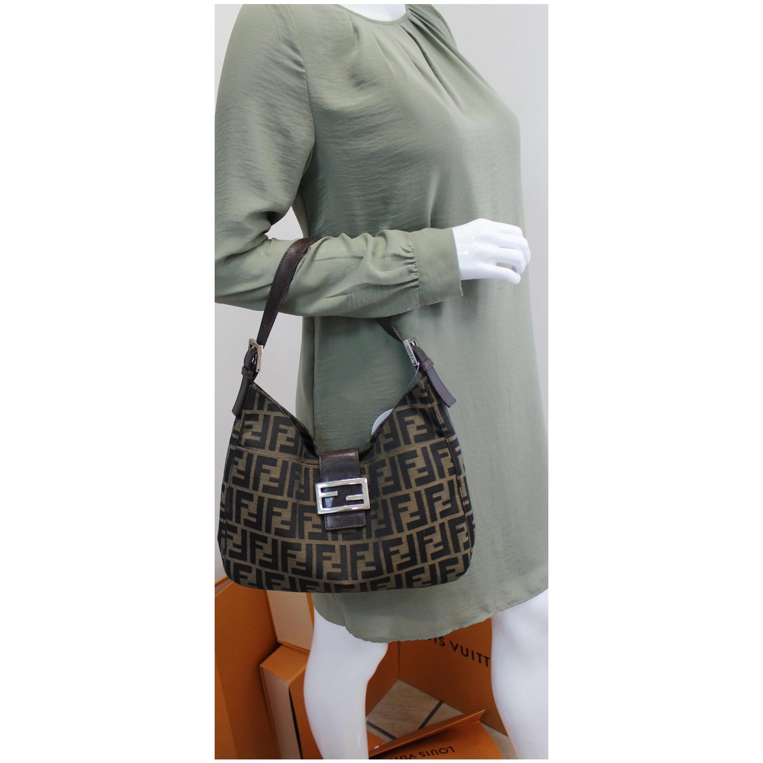 fendi zucca mama baguette tobacco FWRD Renew Forever Shoulder Bag in Brown Serial Number Vintage 00's Fendi Zucca Mama