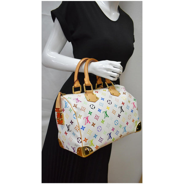 LOUIS VUITTON Speedy 30 Monogram Multicolor Satchel Bag White