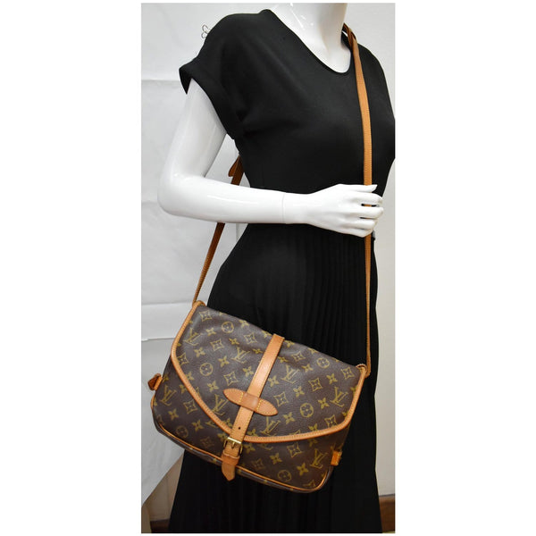 LOUIS VUITTON Saumur 30 Monogram Canvas Shoulder Bag Brown