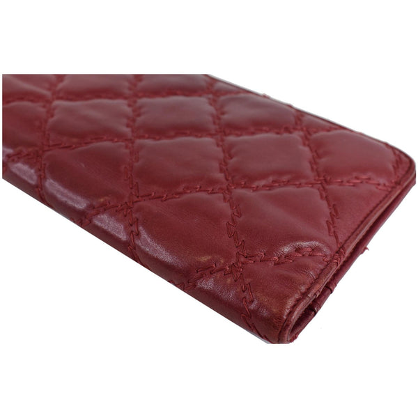 CHANEL CC Wild Stitch Lambskin Leather Wallet Red - Last call