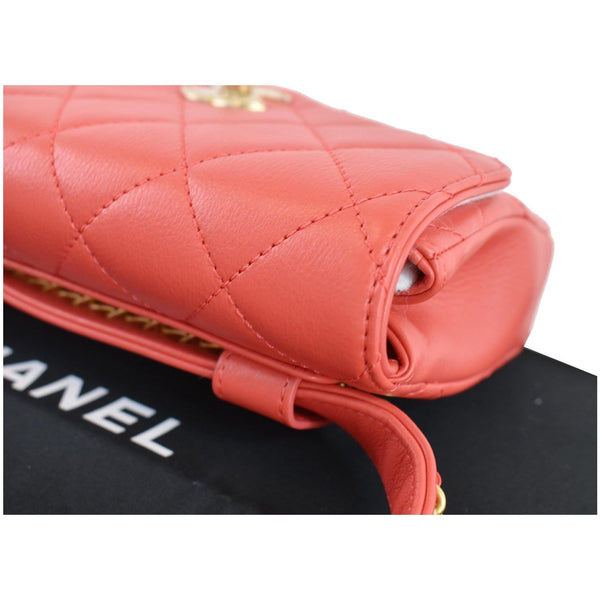 CHANEL Quilted Flap Calfskin Leather Chain Belt Waist Bag Red