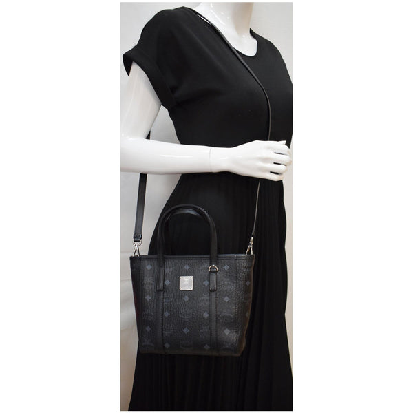 MCM Worldwide Mini Toni Visetos Canvas Tote Bag Black