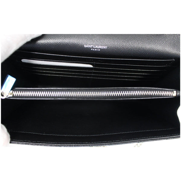 YVES SAINT LAURENT Envelope Leather Crossbody Chain Wallet Black