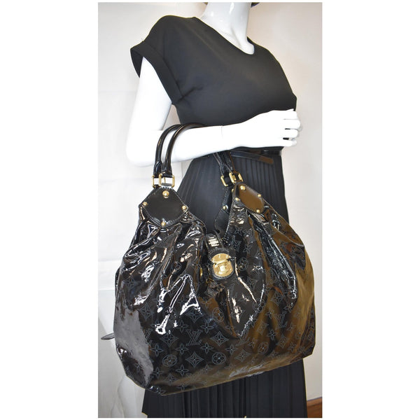 LOUIS VUITTON Mahina XL Patent Leather Shoulder Bag Black