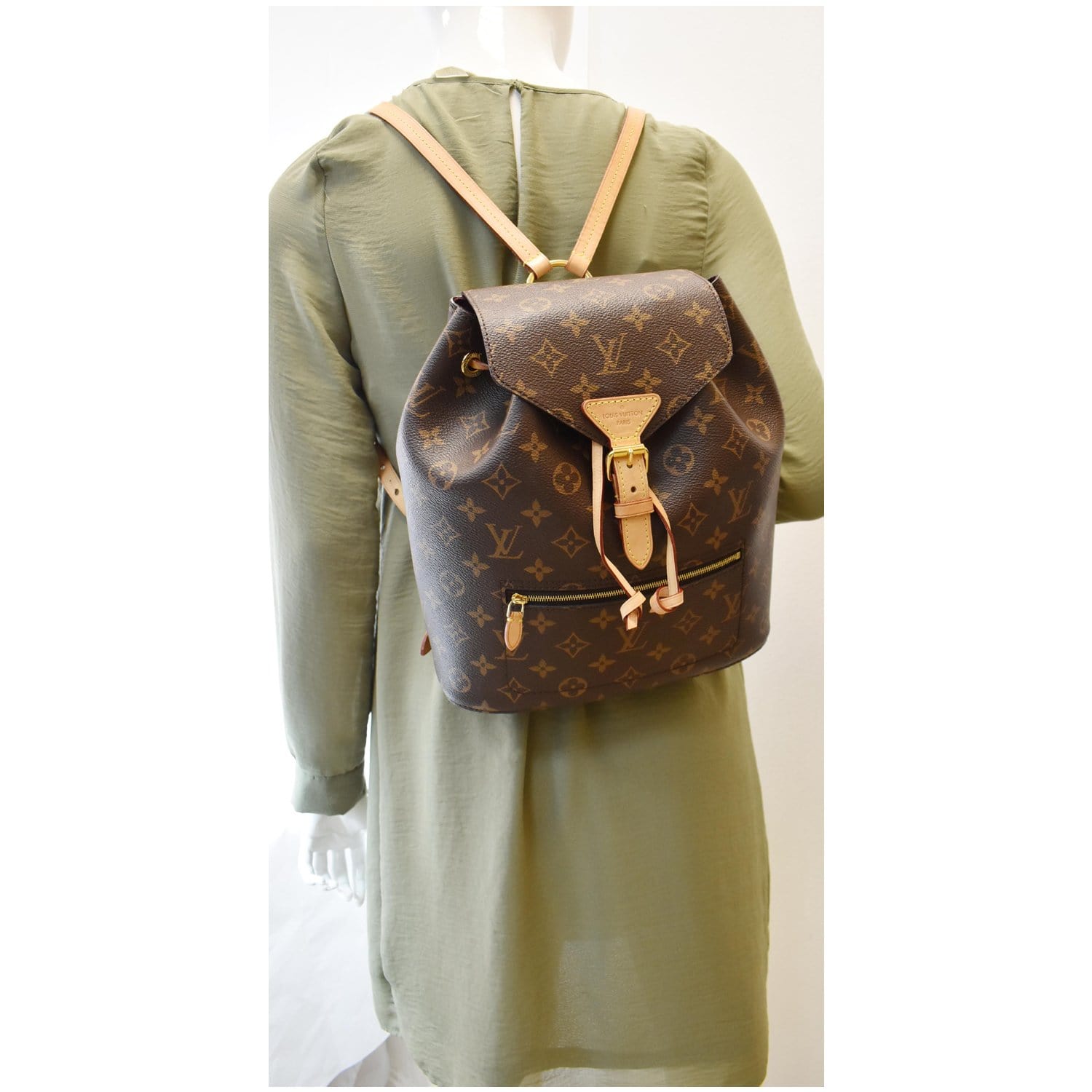 Montsouris cloth backpack Louis Vuitton Brown in Cloth - 36871454