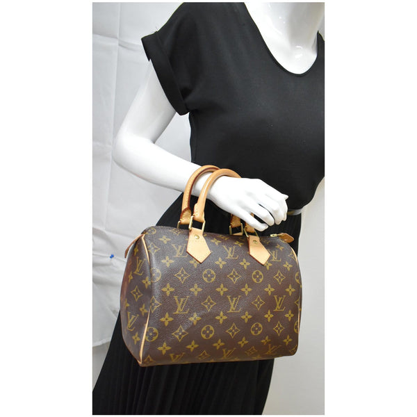 LOUIS VUITTON Speedy 25 Monogram Canvas Satchel Bag Brown