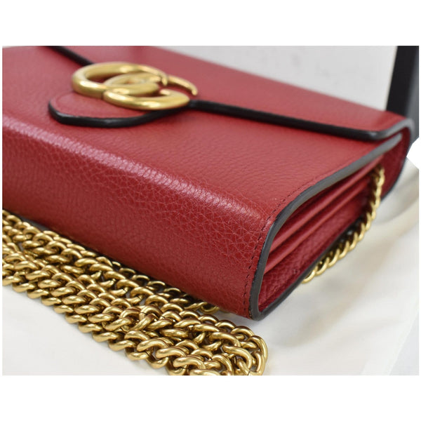 GUCCI GG Marmont Leather Crossbody Chain Wallet Red 401232
