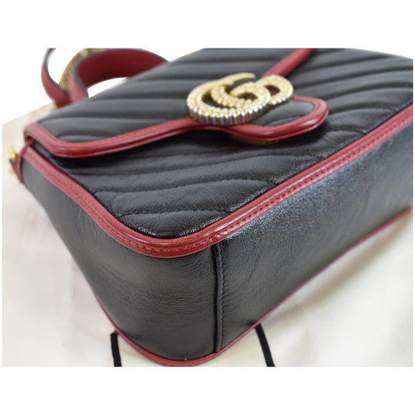 GUCCI GG Marmont Mini Top Handle Shoulder Bag 583571 Black/Cerise