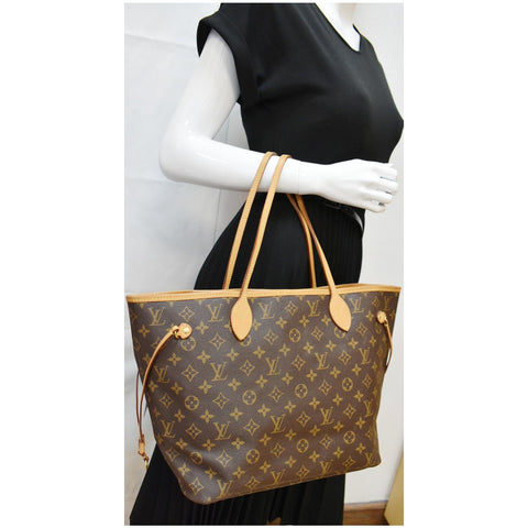 LOUIS VUITTON Neverfull MM Monogram Canvas Shoulder Bag Brown