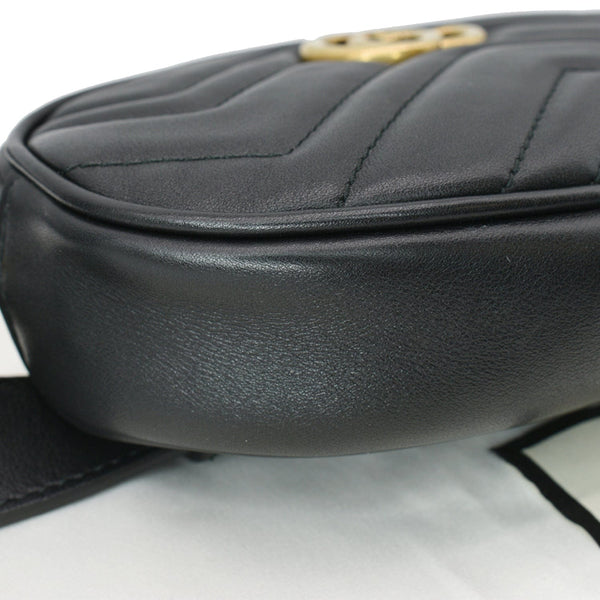 GUCCI GG Marmont Matelasse Leather Belt Bag Black 476434