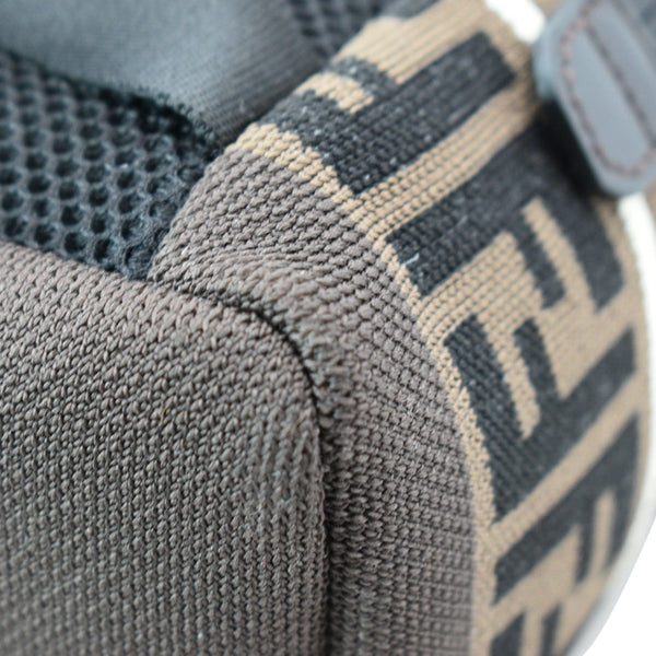 FENDI Tartan Forever Tech Knit Canvas Backpack Brown