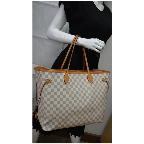LOUIS VUITTON  Neverfull GM Damier Azur Tote Shoulder Bag White