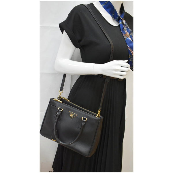 PRADA Galleria Small Saffiano Leather Tote Bag Black