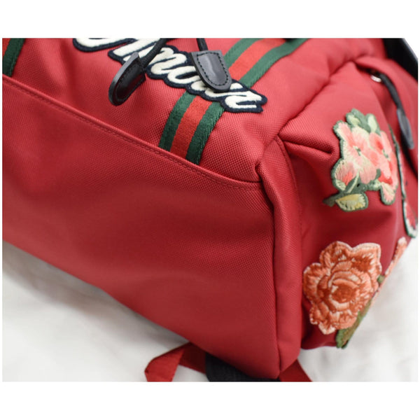 GUCCI L'Aveugle Par Amour Embroidered Nylon Double Buckle Backpack Red 429037