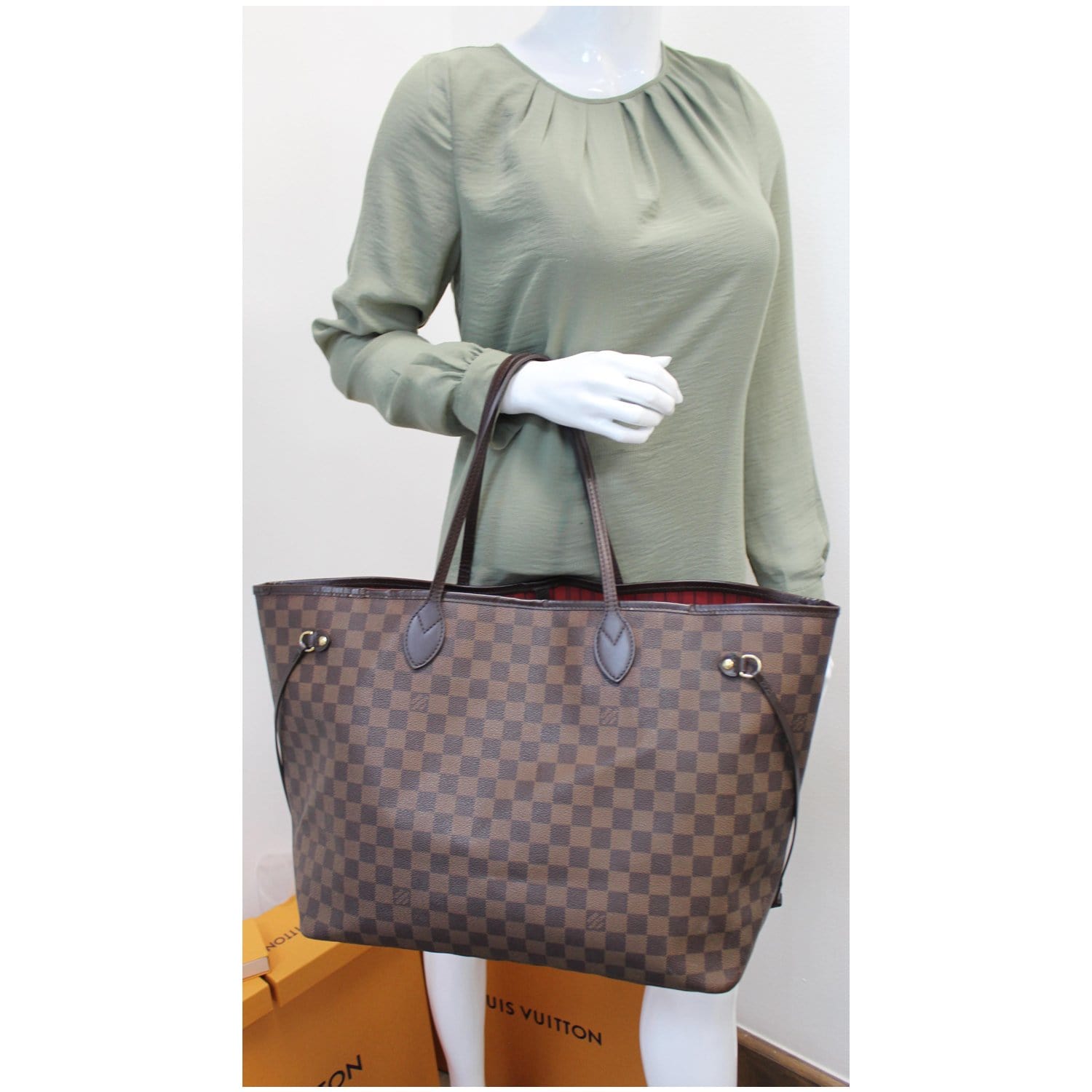 Louis Vuitton Neverfull bag damier GM Brown Leather ref.55045 - Joli Closet