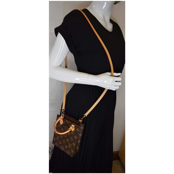 LOUIS VUITTON Petit Sac Plat Monogram Canvas Shoulder Bag Brown