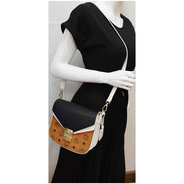 Preowned MCM Small Patricia Visetos Leather Crossbody Bag