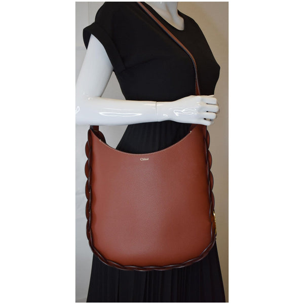 CHLOE Darryl large Grain Leather Hobo/Shoulder Bag Brown