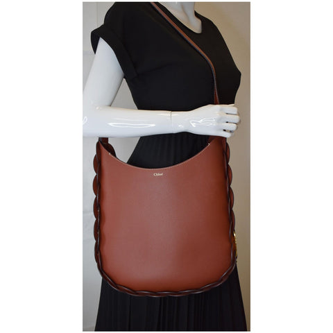 CHLOE Darryl large Grain Leather Hobo/Shoulder Bag Brown