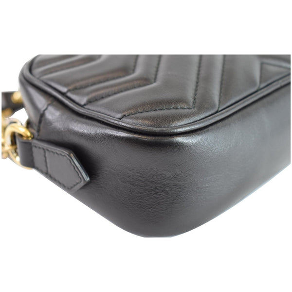 GUCCI GG Marmont Matelasse Mini Leather Crossbody Bag Black 448065