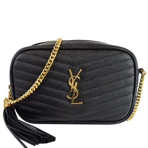 YVES SAINT LAURENT Mini Lou Leather Camera Crossbody Bag Black
