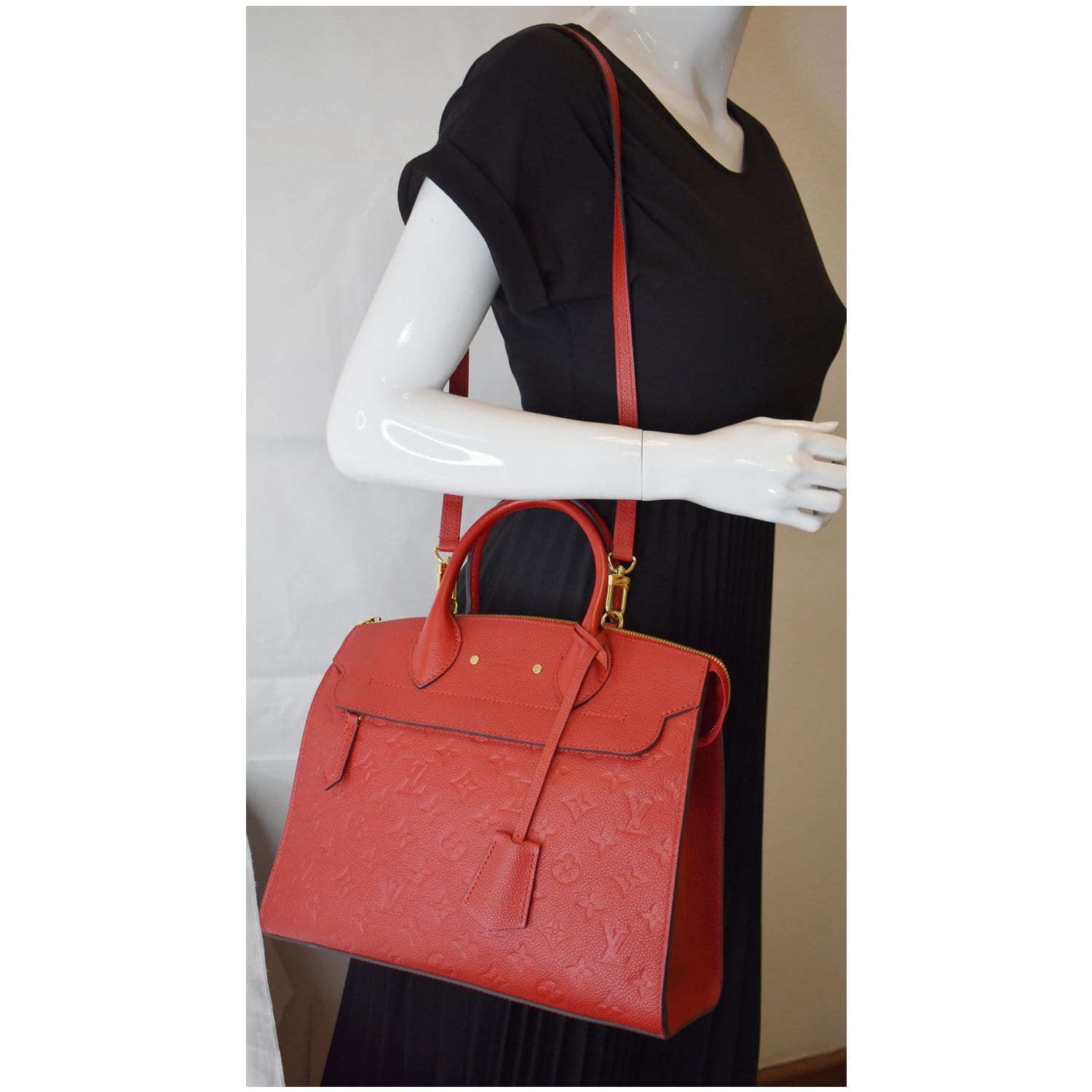 Red Monogram Coated Canvas Millefeuille Tote