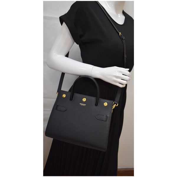 Burberry Mini Title Grainy Leather Top Handle Crossbody Bag