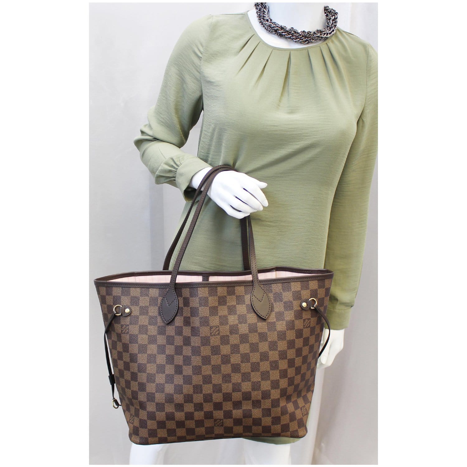 Louis Vuitton Damier New Neverfull MM N41358 Tote Bag Shoulder Bag with  Pouch 82