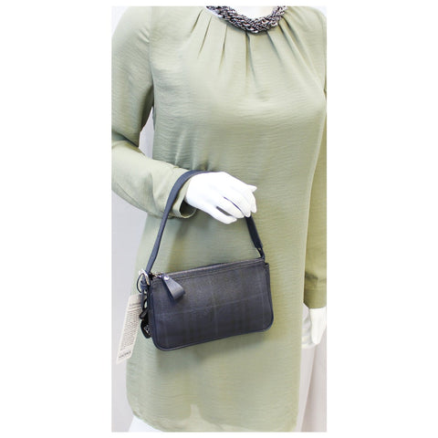 Burberry Canvas Coated Pochette Blue - Burberry Clutch for women