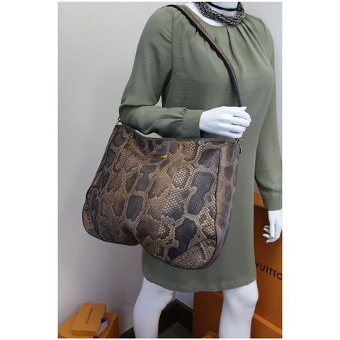 BURBERRY Large Python Leather Tote Shoulder Bag Brown