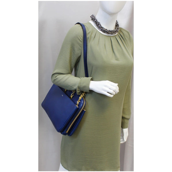 Chloe Shoulder Bag Lucy Medium Leather Blue  for women