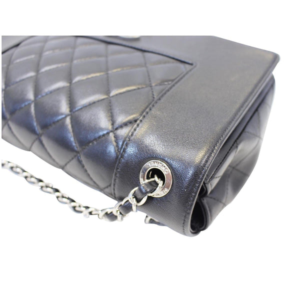 CHANEL Mademoiselle Vintage Flap Sheepskin Leather Shoulder Bag Black