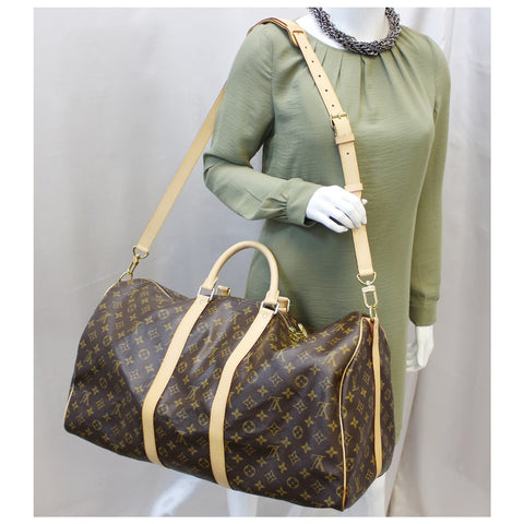 LOUIS VUITTON Keepall Bandouliere 55 Monogram Canvas Travel Bag-US