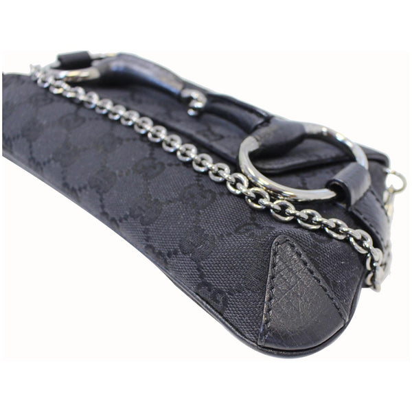 GUCCI Horsebit GG Canvas Clutch Bag Black